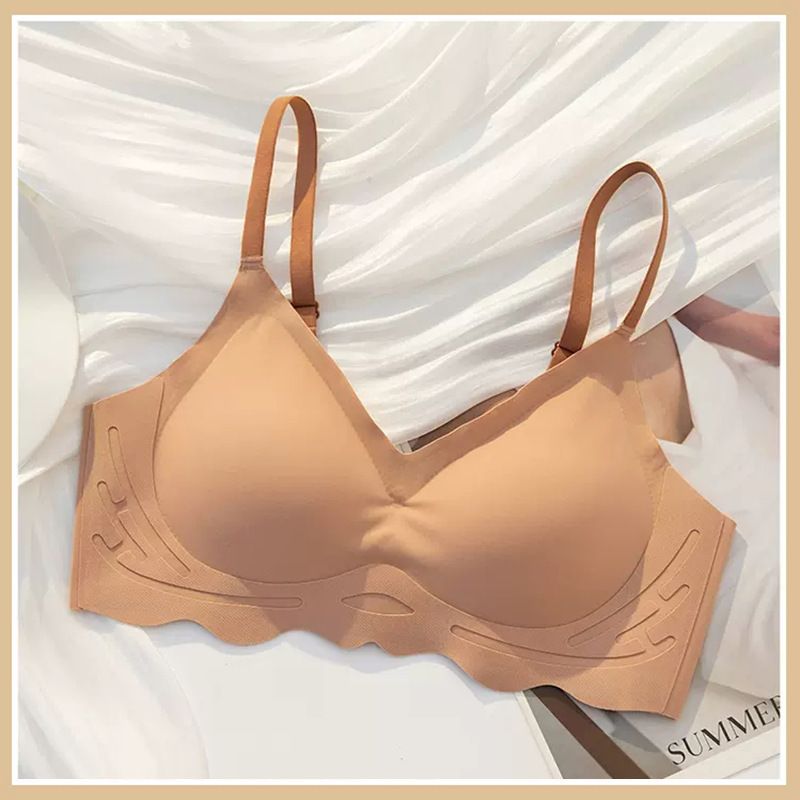 Cloud like seamless lingerie for women, with a gathered small chest that looks big and comfortable. Thin one-piece fixed cup sports girl's bra Style_1 S【32/70ABC】
