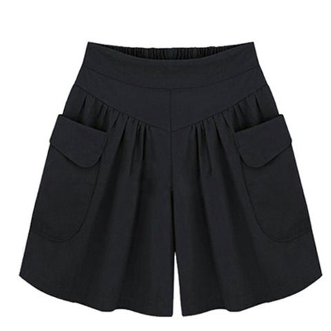 European and American summer plus fat plus plus size women's clothing fat mm wide leg shorts women's 200 pounds sister versatile hot pants skirt pants women's summer Style_1 M