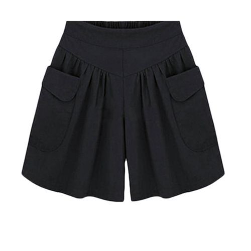 European and American summer plus fat plus plus size women's clothing fat mm wide leg shorts women's 200 pounds sister versatile hot pants skirt pants women's summer Style_1 M