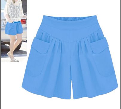 European and American summer plus fat plus plus size women's clothing fat mm wide leg shorts women's 200 pounds sister versatile hot pants skirt pants women's summer Style_1 M