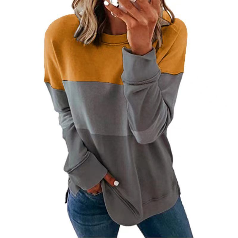 2022 Spring and Autumn New European and American T-shirt Women's eBay Graffiti Printed Loose and Versatile Top Long Sleeve T-shirt Elegant temperament Style_1 S