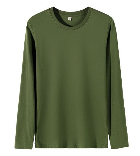 180g combed cotton men's long sleeved T-shirt autumn shirt round neck trendy cultural shirt printed logo T-shirt base shirt solid color black S