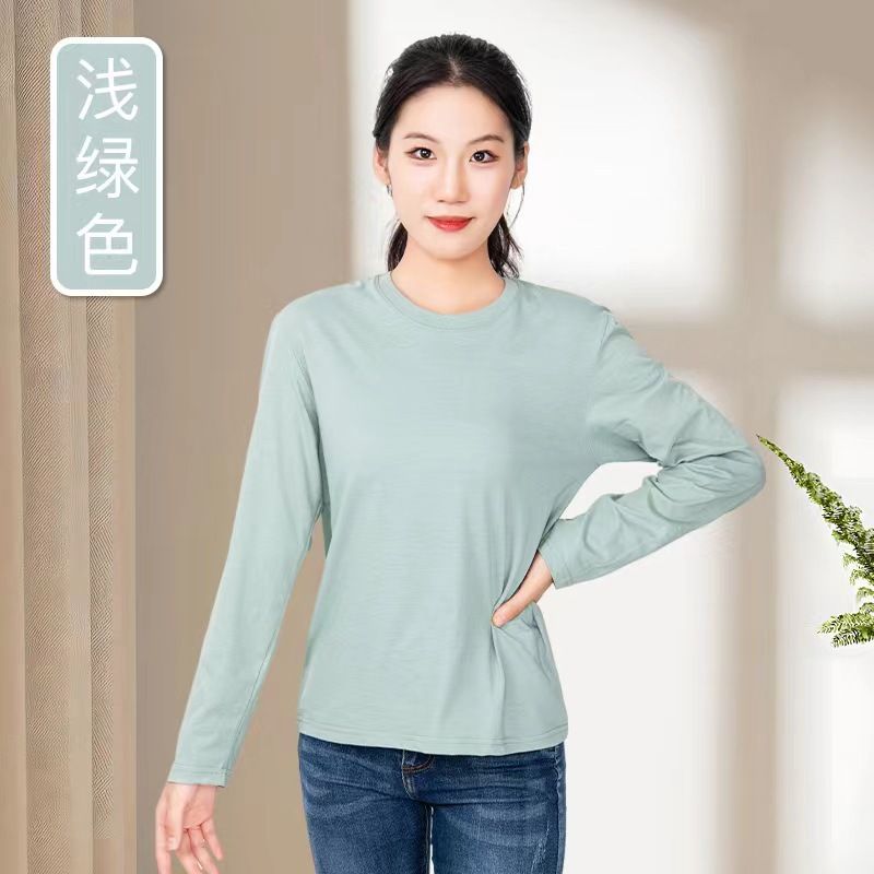 180g combed cotton men's long sleeved T-shirt autumn shirt round neck trendy cultural shirt printed logo T-shirt base shirt solid color black S