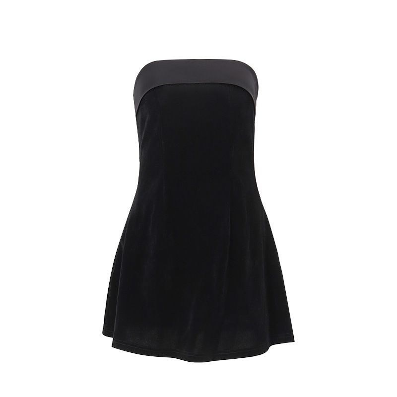 Bujia polyester clothing autumn and winter hot selling women's clothing fashion sexy spicy girl backless one neck slim fit strapless dress red S