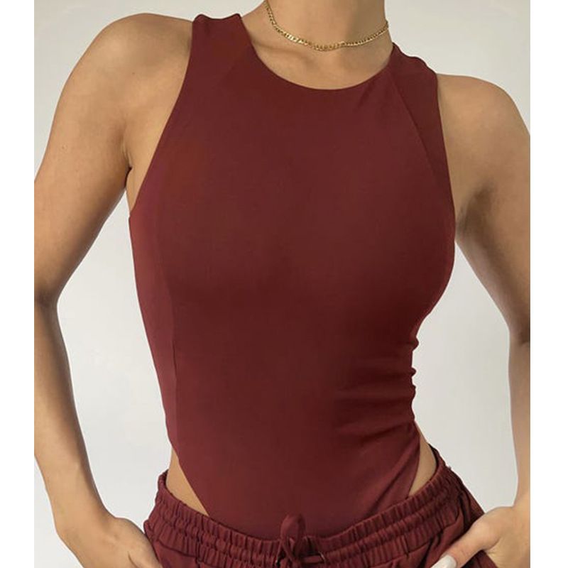 2022 Foreign Trade AliExpress Europe and America jumpsuit fashion one collar solid color jumpsuit top for women Bai S
