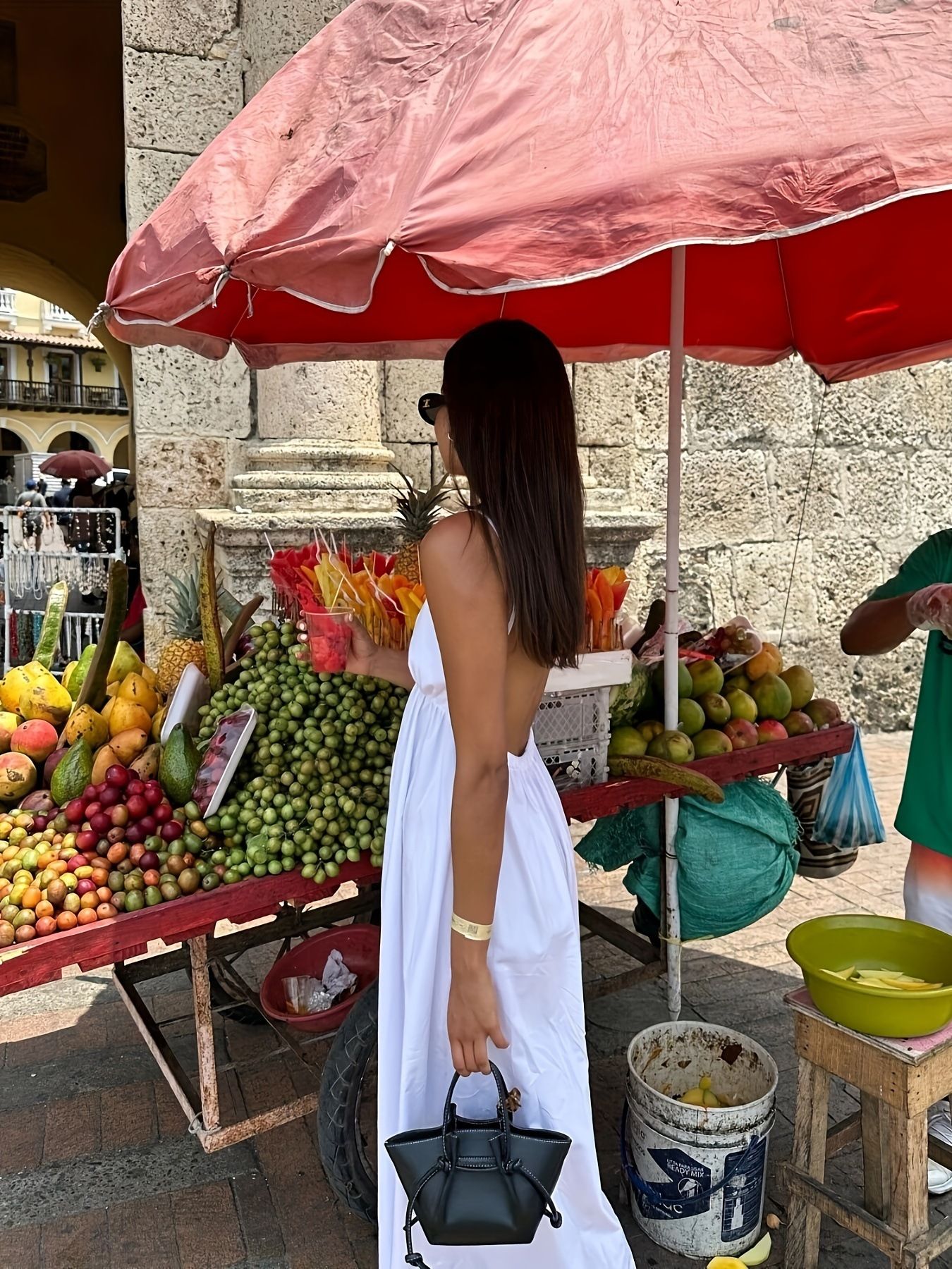 New cross-border solid color camisole dress sexy spicy girl A-line skirt V-neck high waist backless long skirt for women Bai S