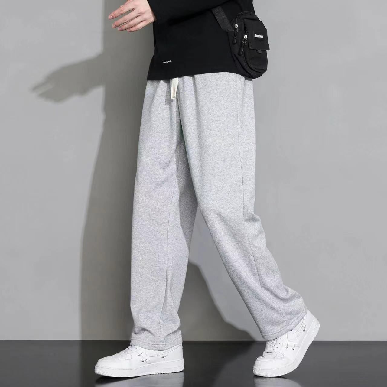 Shirt less clothing, straight leg loose fitting sweatpants for men, autumn Korean version, fashionable, simple, hanging feeling, spot wholesale, foreign trade, casual pants Style_1 M [80-95 pounds]