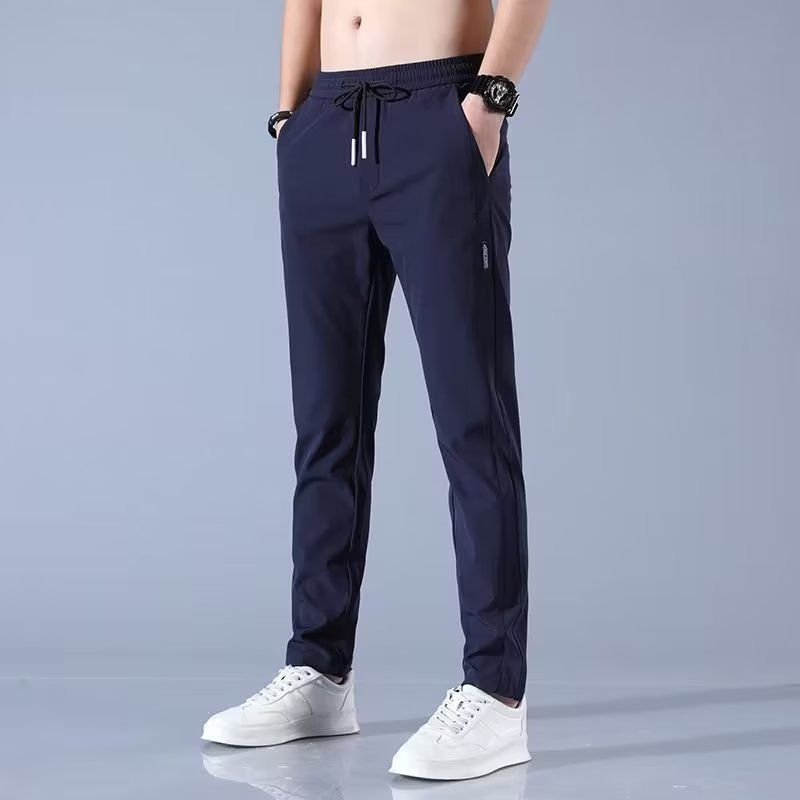 Ice silk pants men's 2022 summer thin business casual pants elastic breathable straight leg sports pants cross-border hot selling Style_1 L