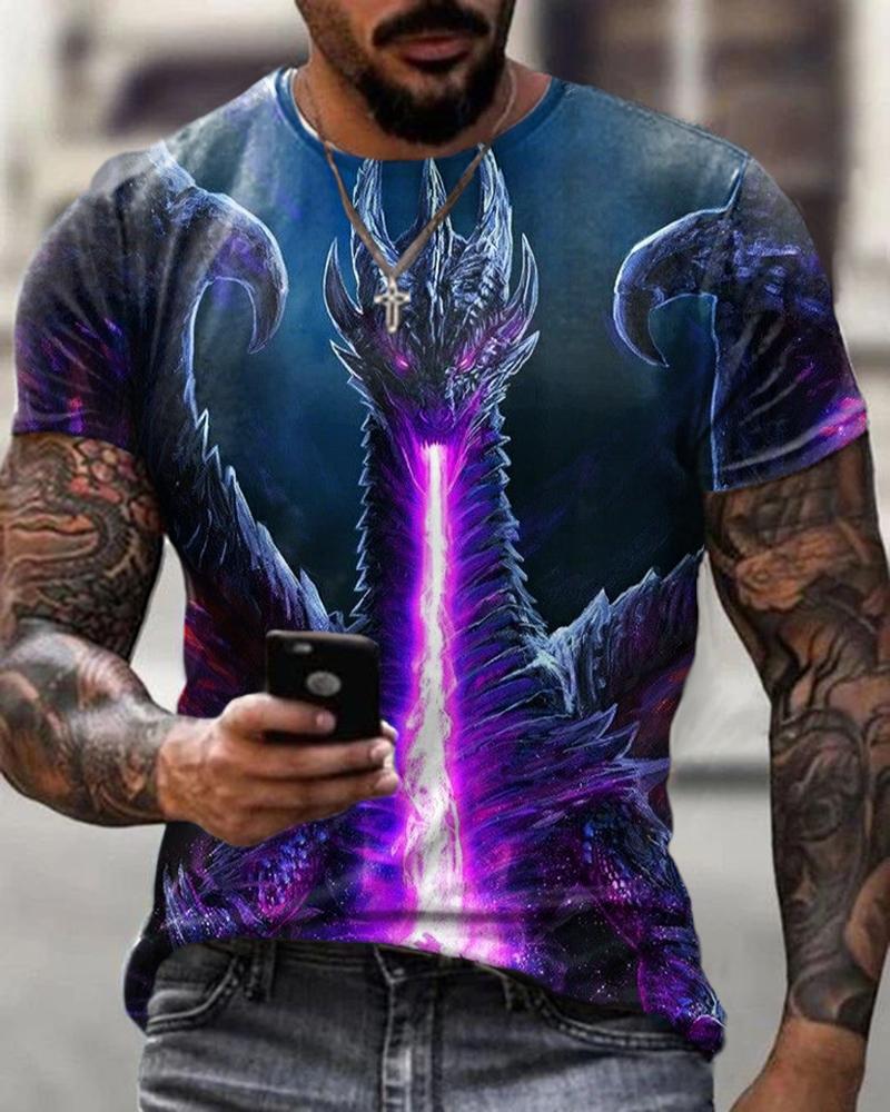 European and American cross-border men's T-shirt foreign trade exclusively for men's personalized 3D T-shirt digital printing round neck short sleeved manufacturer wholesale DT01-YLDX-2017 S