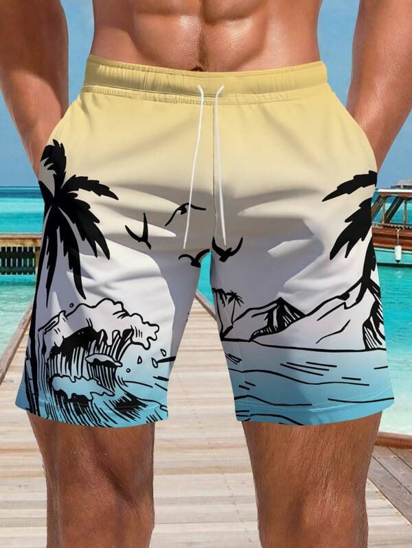 AliExpress Amazon Cross border Trade 2025 New Casual Versatile High Quality Printed Men's Casual Shorts Style_1 S