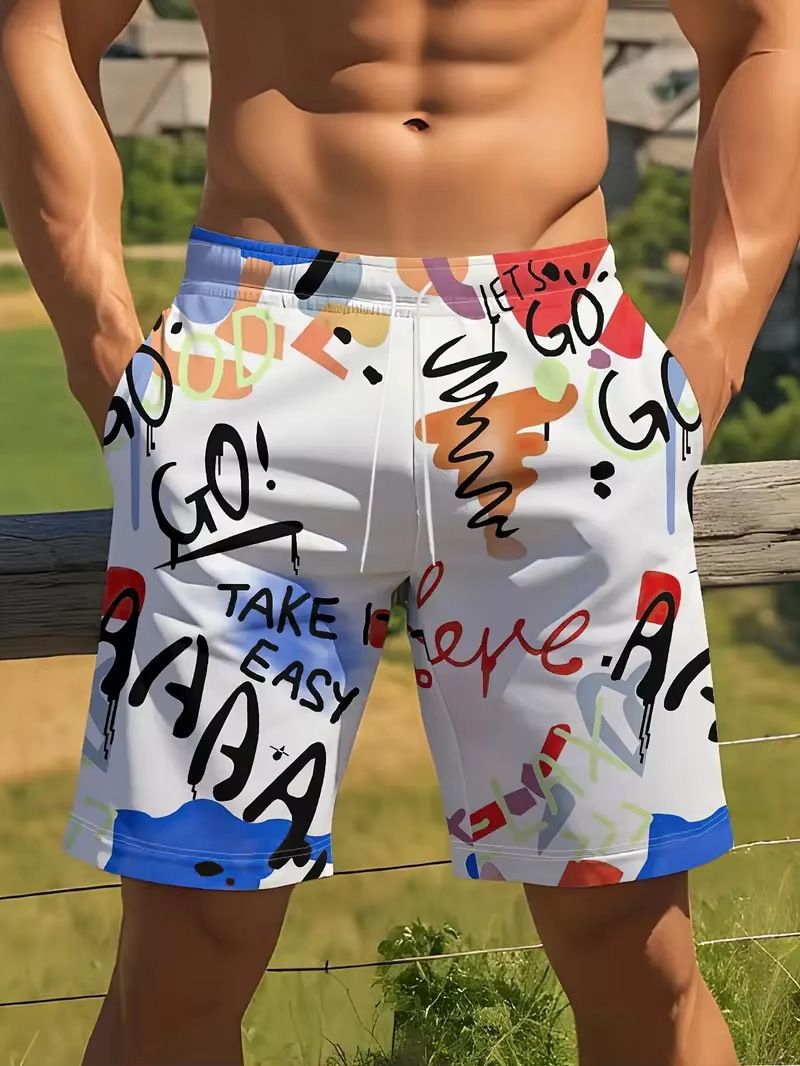 AliExpress Amazon Cross border Trade 2025 New Casual Versatile Color Printed Men's Casual Shorts KUU250226K010 S