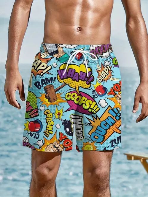 AliExpress Amazon Cross border Trade 2025 New Casual Versatile Color Printed Men's Casual Shorts KUU250226K010 S