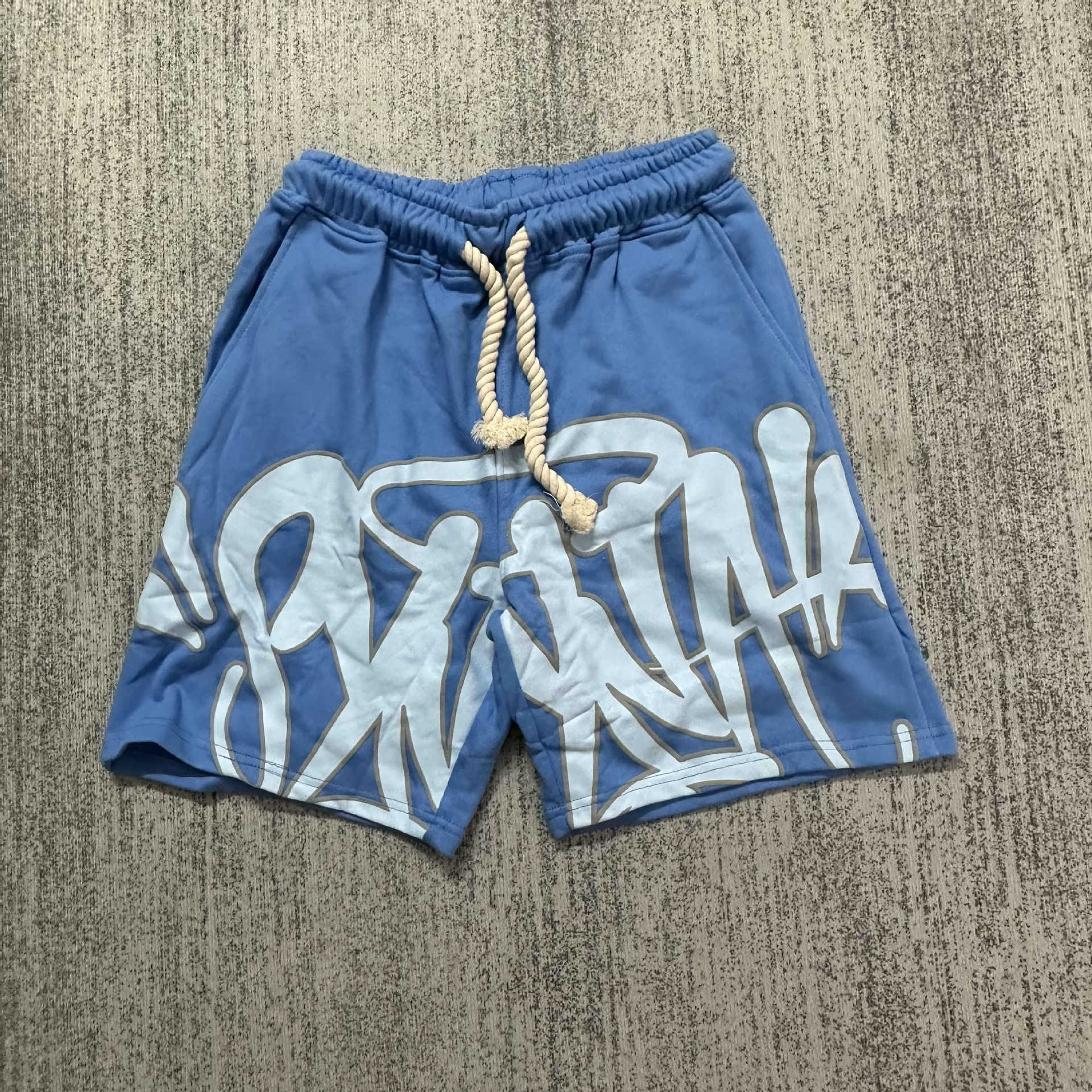 Synaworld style American hip-hop foam letter print short men's summer fashion brand casual sports shorts trend DK2HY09F L