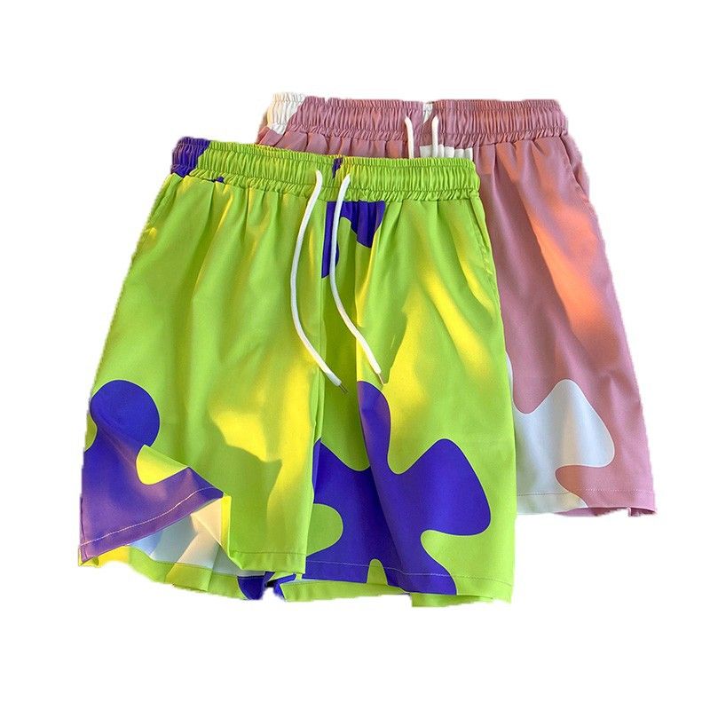 Pai Daxing shorts men's thin style summer trendy home ice silk plus size sports sleepers loose beach flower pants five points Patrick Star L
