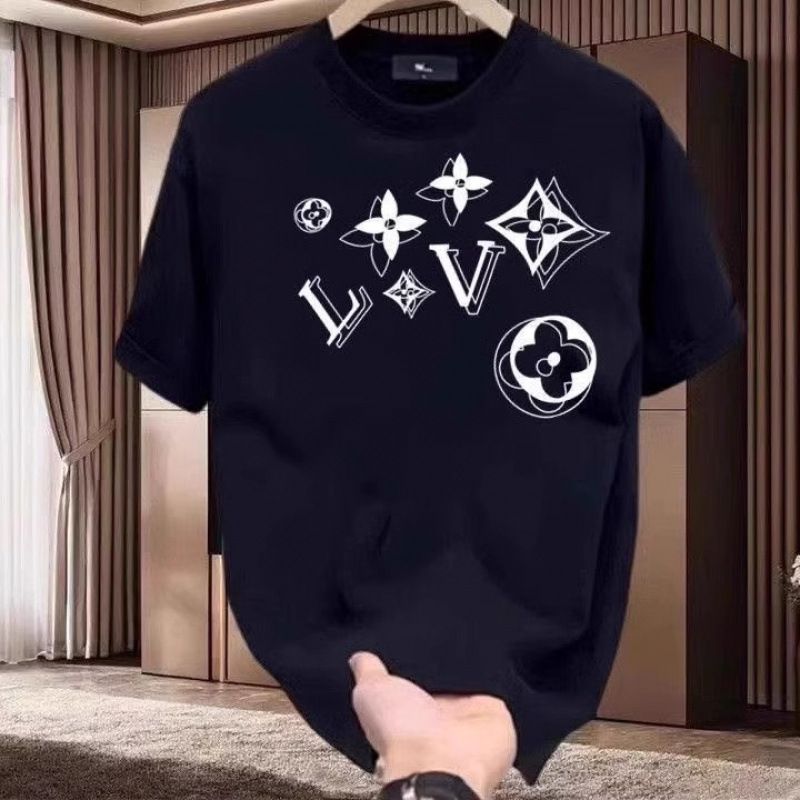 Men's T-shirt short sleeved summer loose pure cotton American style shoulder port trend brand ins2025 new five quarter sleeved T-shirt Style_1 S