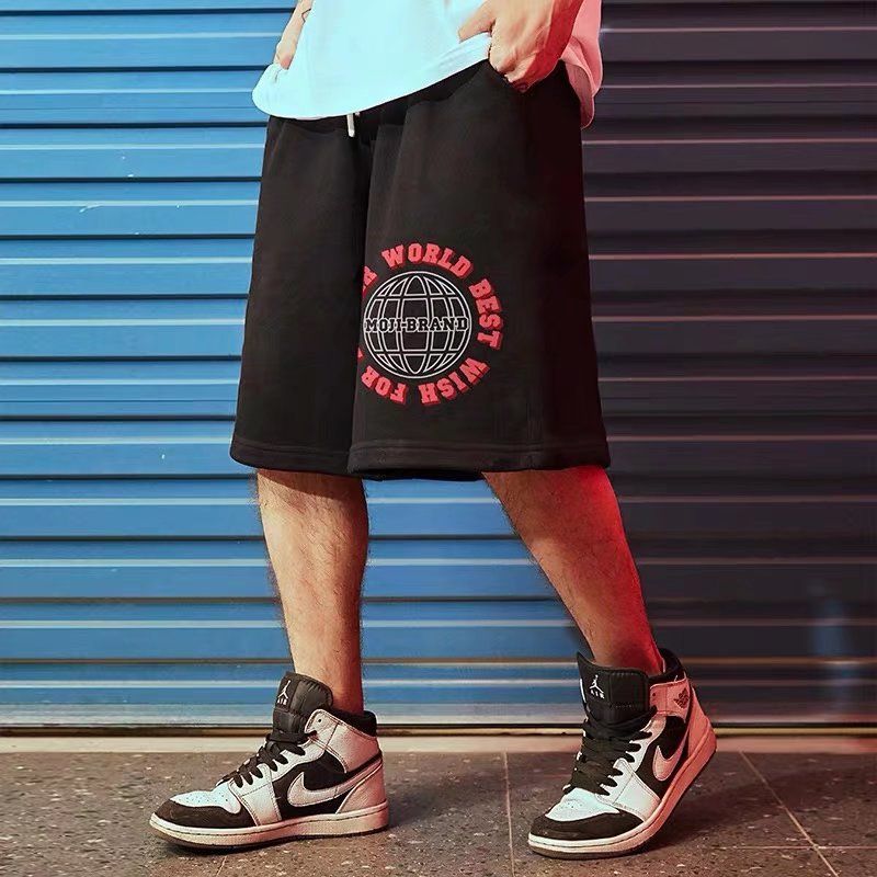 Short pants for men in summer, loose plus size, new style, chubby, hip-hop, street style, sporty five quarter pants, thin casual pants, trendy Style_1 L