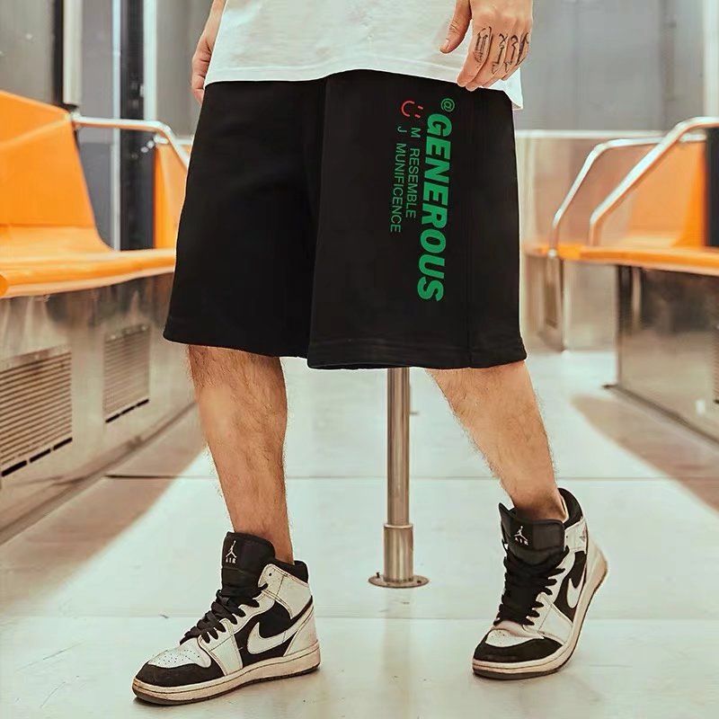 Short pants for men in summer, loose plus size, new style, chubby, hip-hop, street style, sporty five quarter pants, thin casual pants, trendy Style_1 L