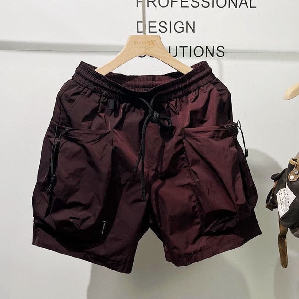 2024 summer quick drying loose outdoor five quarter pants ins style large pocket men's workwear high street thin shorts new style D808 Black L