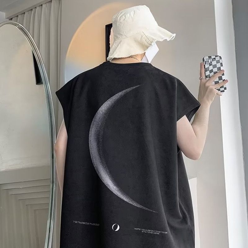 American high street vest men's summer casual sports sleeveless t-shirt loose ins trendy brand camisole 5XL C180 vest - black M