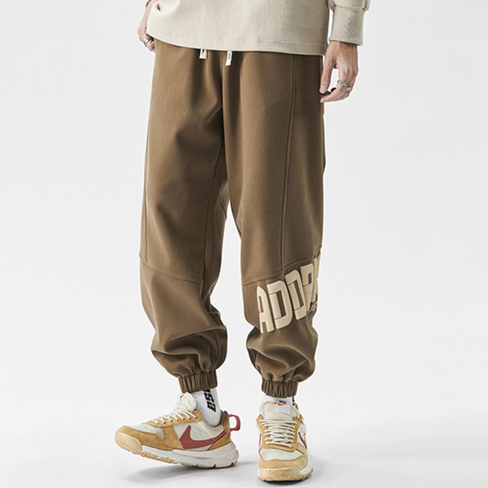 American style sweatpants for men, 2023 Spring and Autumn collection, foot binding sports pants, new plus size workwear, casual pants for men G506 Black L