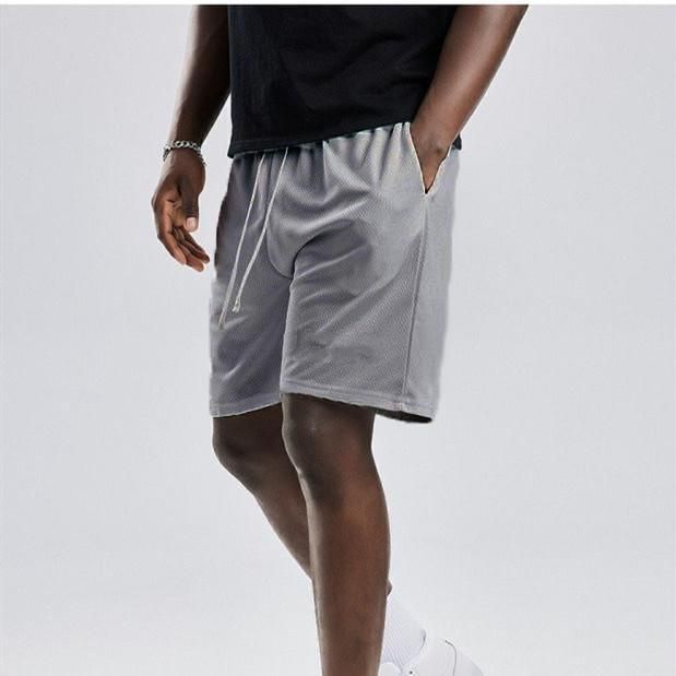 Foreign trade running shorts men's running fitness quick drying sports American casual fashion solid color basketball five point pants men red M