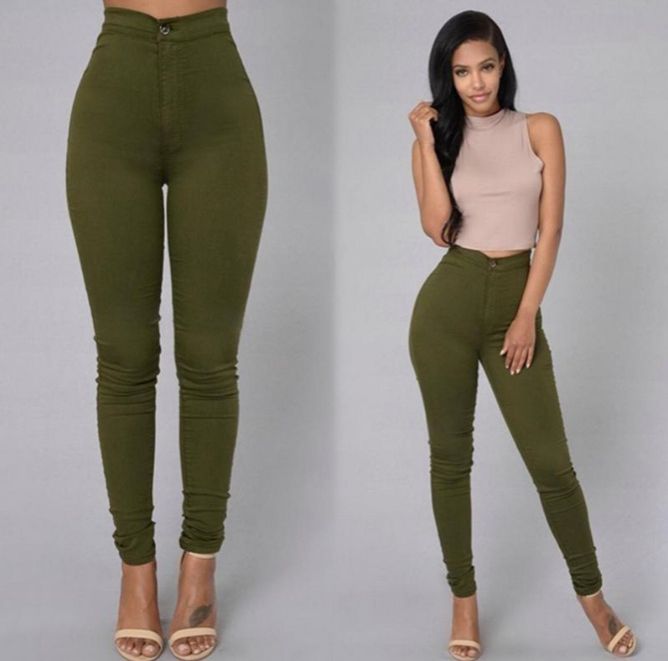 0298 AliExpress Wish Amazon Thin Elastic Candy Color Slim Casual Pants Cow white S