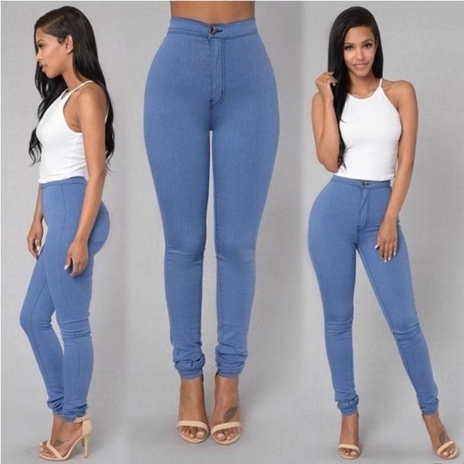 0298 AliExpress Wish Amazon Thin Elastic Candy Color Slim Casual Pants Cow white S
