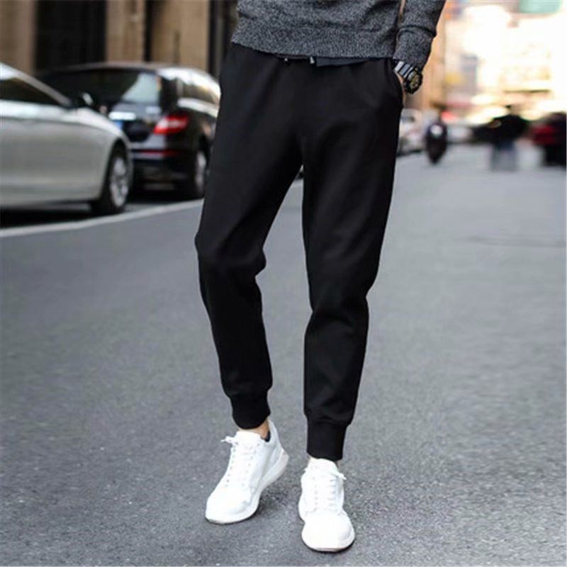Manufacturer wholesale sports pants men's sanitary pants straight leg cheap casual pants three bar school uniform pants versatile plus size pants black L