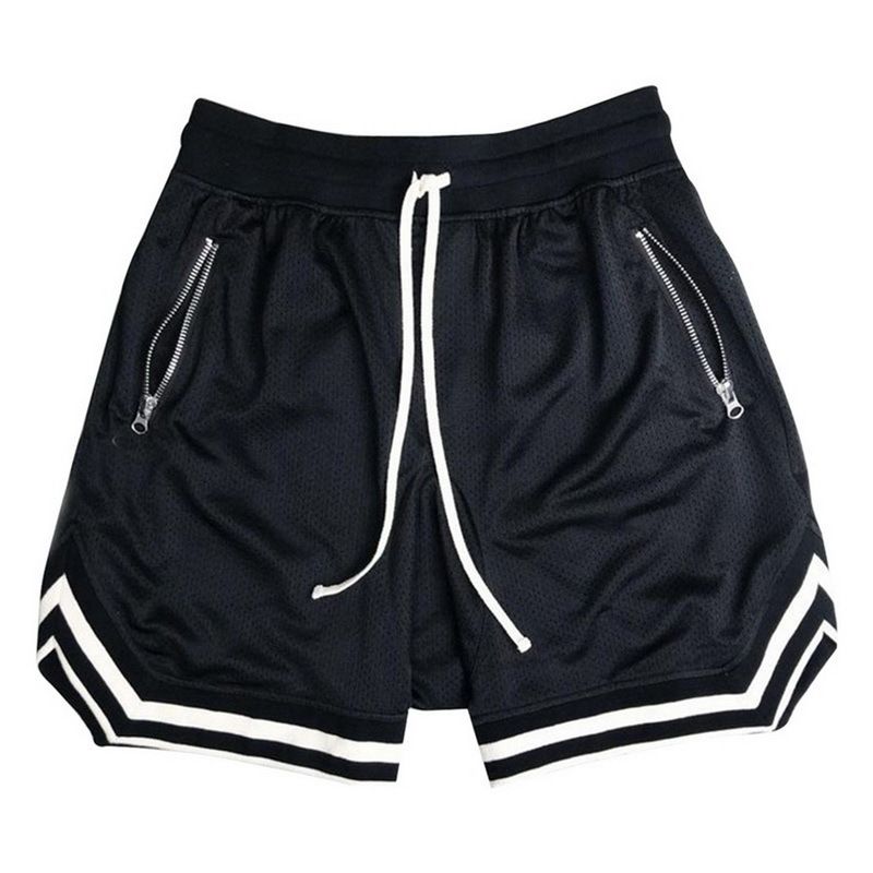 Summer muscle partner running basketball training thin mesh sports shorts men's breathable fitness five quarter pants black L
