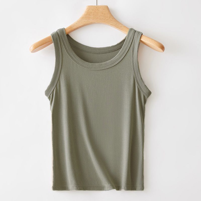 Casual versatile camisole vest for women with wide shoulders on the outside, French sleeveless style, and white wide band I-shaped thread inside for a beautiful back black M suggestion [75-90 pounds]