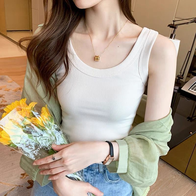 Strap vest for women, inner layer, 2022 early spring summer new slim fit base shirt, women's outer layer sleeveless threaded T-shirt black M suggestion [75-90 pounds]