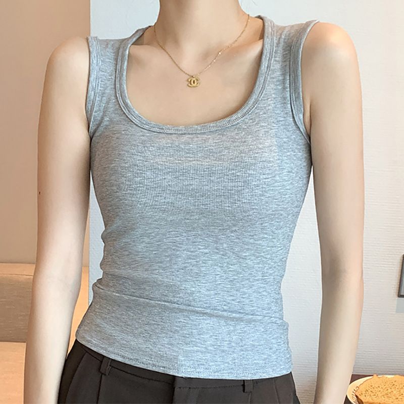 Strap vest, women's inner layer, 2025 summer new style, outerwear, concealed breast, H-shaped pure cotton wide shoulder strap bottom top, trendy black M suggestion [80-95 pounds]