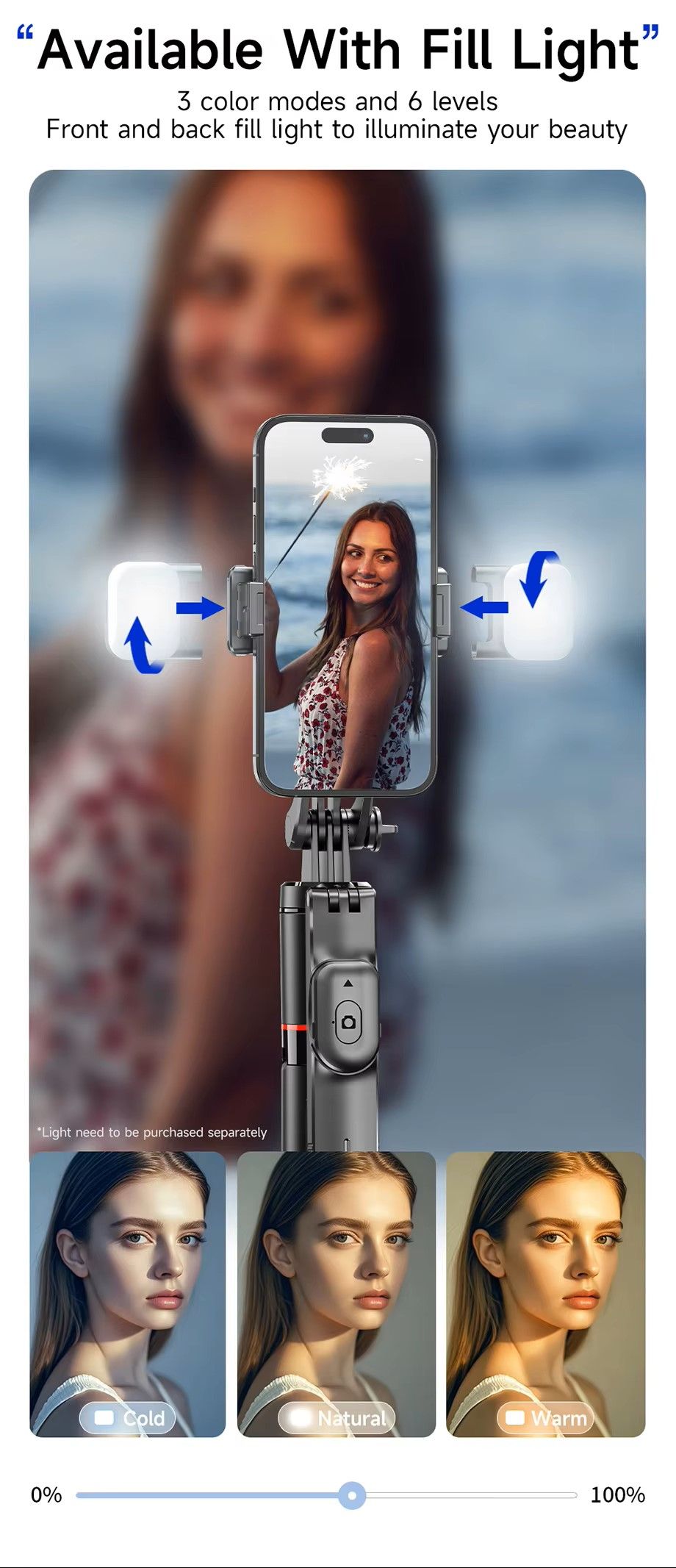 Selfie stick F16, portable for travel, stable shooting, Bluetooth selfie device, floor-standing live broadcast tripod, anti-shake phone holder
