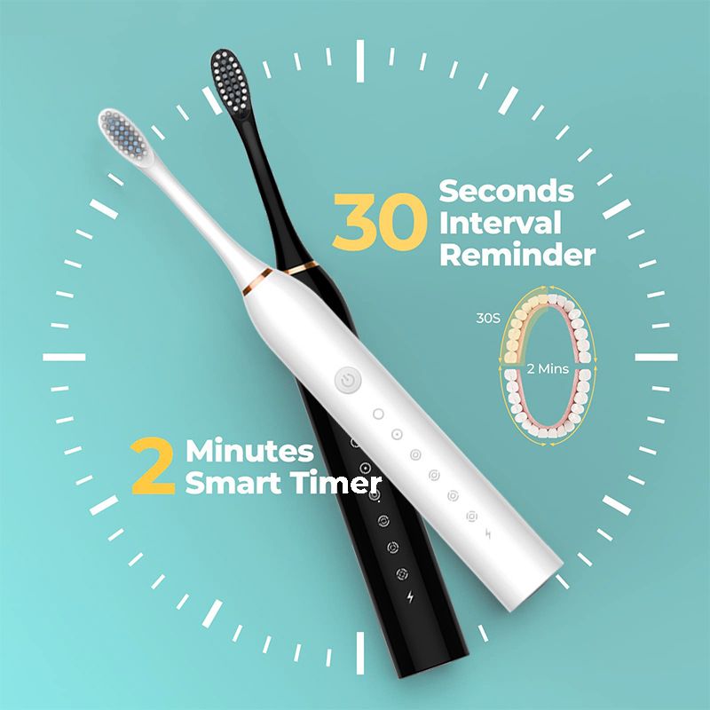 Sonic electric toothbrush for adults, soft bristles, household use, rechargeable, waterproof, couple's toothbrush, travel case, toothbrush head set