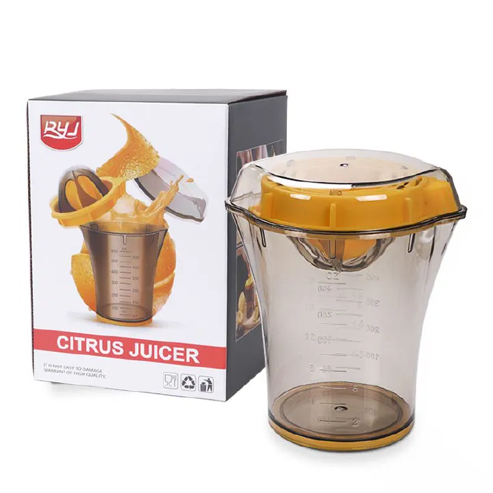 Portable manual lemon squeezer, fruit press, simple orange juice squeezing cup, packed in colorful box