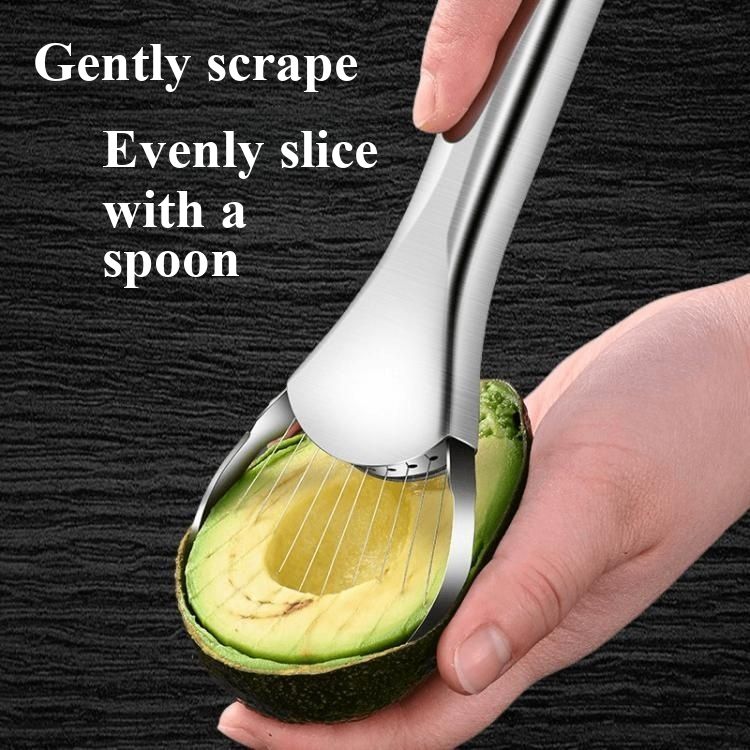 Stainless steel avocado knife, fruit-cutting tool, stainless steel fruit divider, yellow peach pit remover, dragon fruit slicer