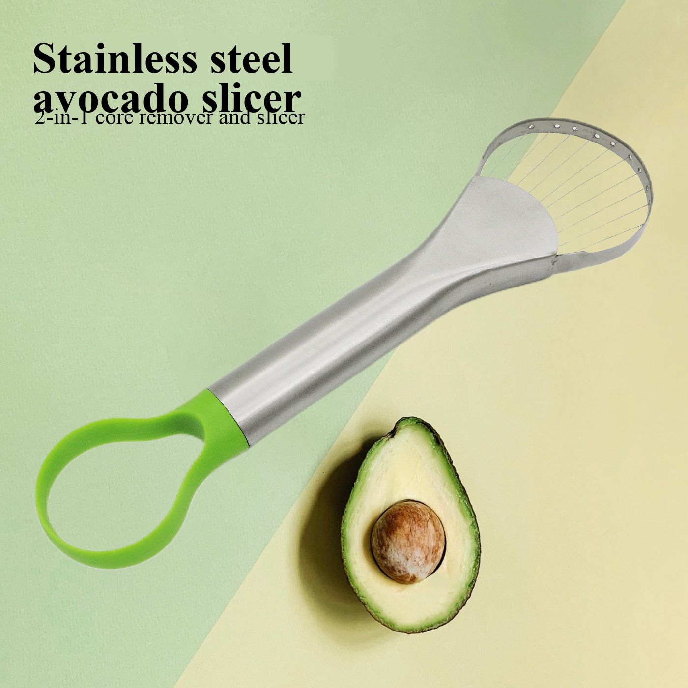 Stainless steel avocado knife, fruit-cutting tool, stainless steel fruit divider, yellow peach pit remover, dragon fruit slicer