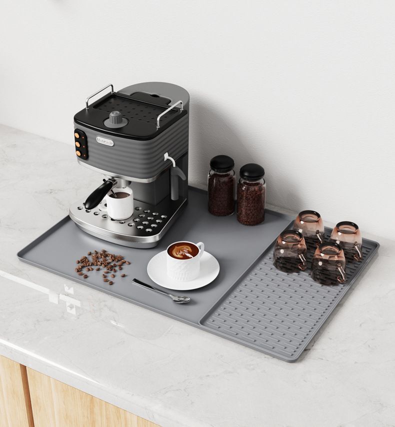 Hot-selling silicone coffee machine pad, bar counter and dining table anti-slip heat-insulating large-sized draining tray, coffee cup drying pad