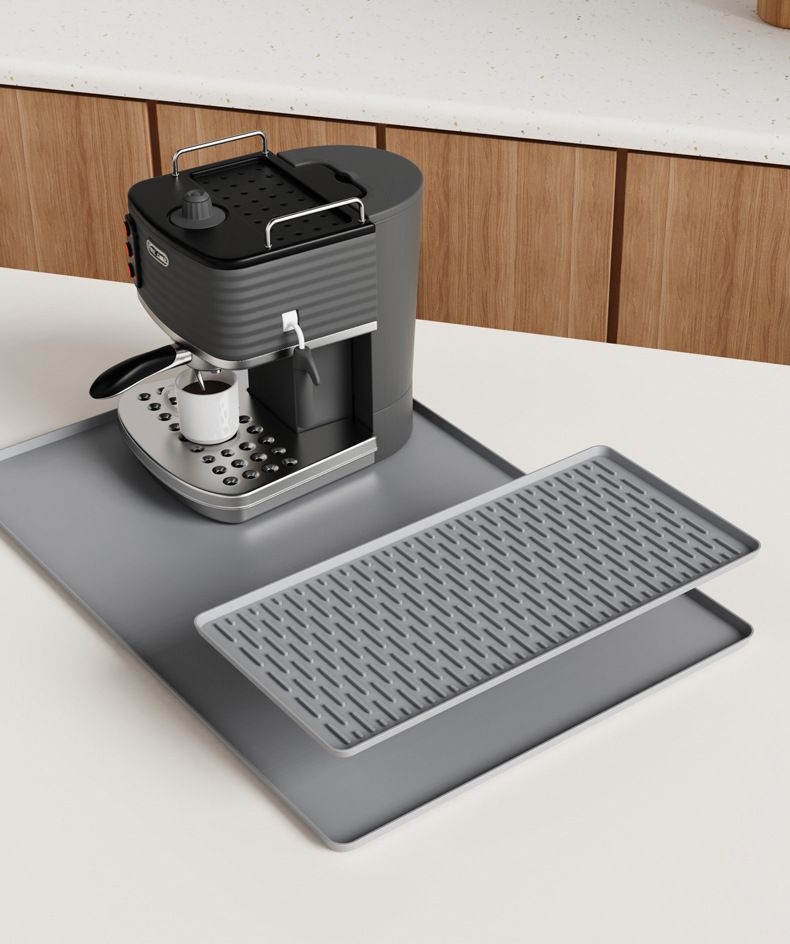Hot-selling silicone coffee machine pad, bar counter and dining table anti-slip heat-insulating large-sized draining tray, coffee cup drying pad