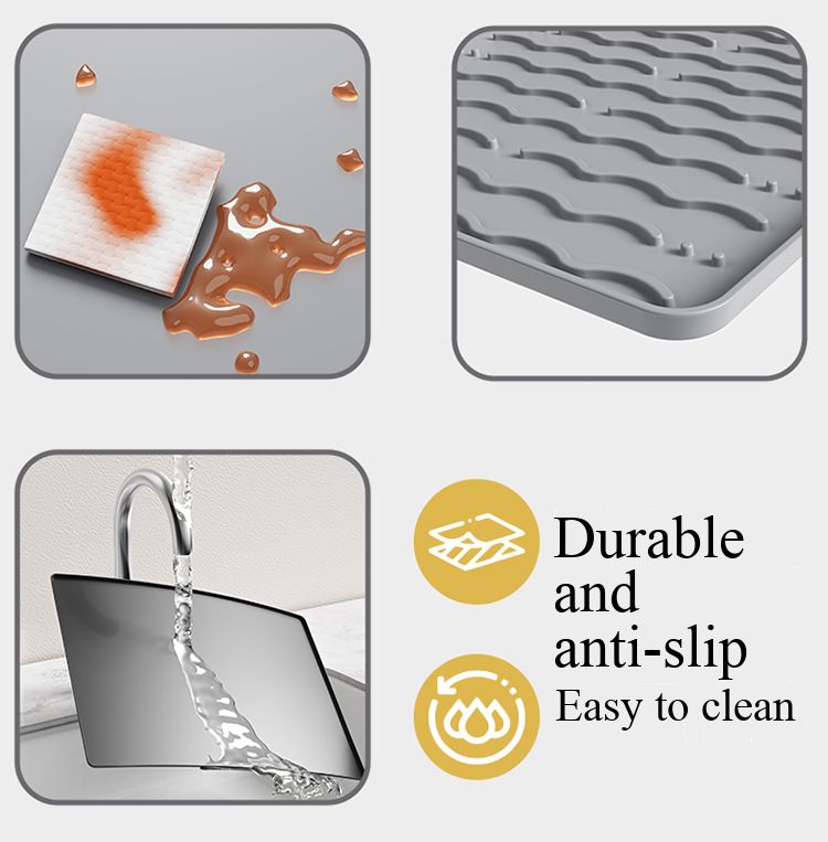 Hot-selling silicone coffee machine pad, bar counter and dining table anti-slip heat-insulating large-sized draining tray, coffee cup drying pad