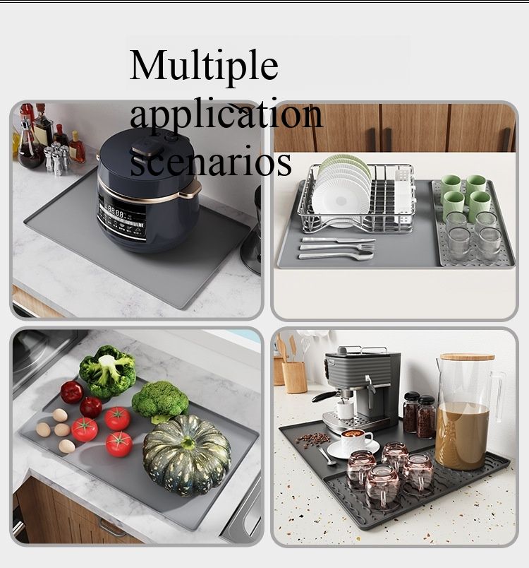 Hot-selling silicone coffee machine pad, bar counter and dining table anti-slip heat-insulating large-sized draining tray, coffee cup drying pad