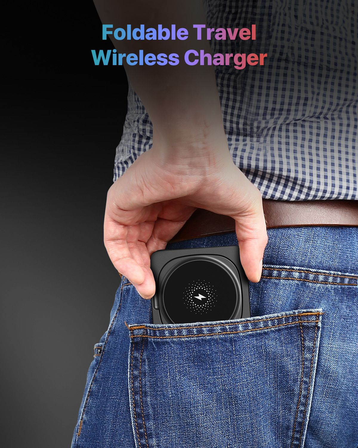 Portable 3-in-1 wireless charger with fast charging stand for mobile phones, compatible with Apple Watch, headphones, and wireless charging