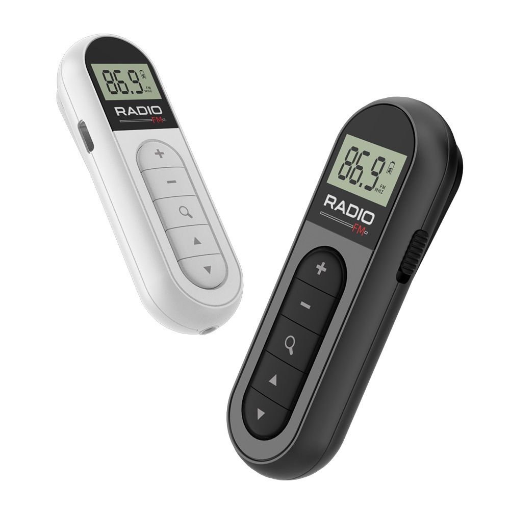 Rechargeable mini radio, small and portable, with FM tuner, clip-on design, suitable for elderly people and meetings