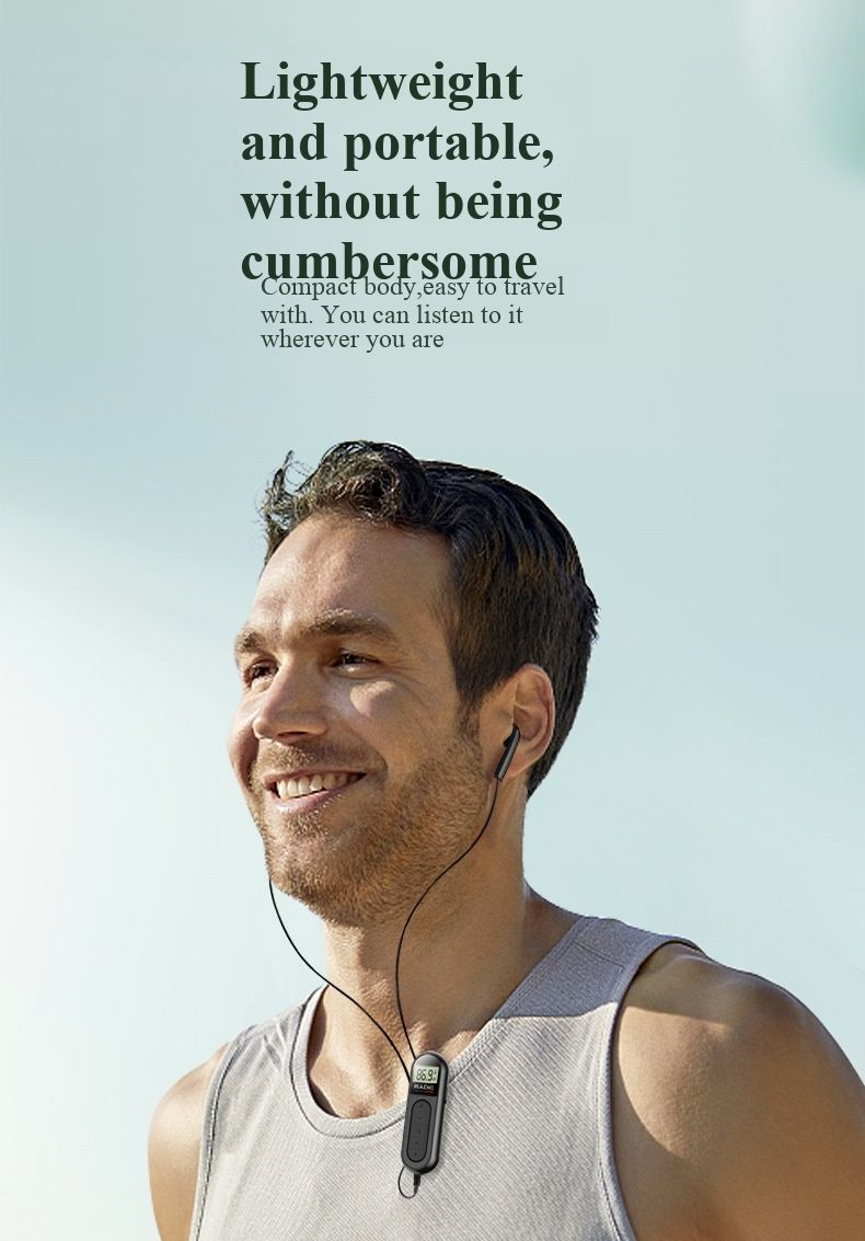 Rechargeable mini radio, small and portable, with FM tuner, clip-on design, suitable for elderly people and meetings