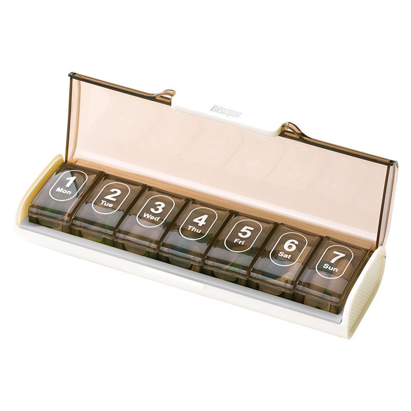 Medicine box, 7-day portable sealed light-proof compartmented box for medicine, large-capacity medicine dispenser