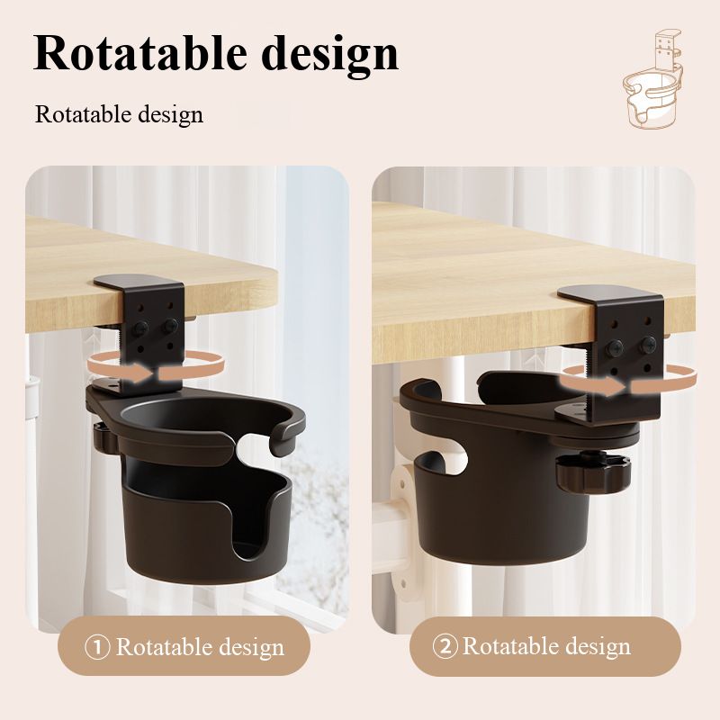 Desktop plastic rotating water cup holder with a sense of luxury, featuring a perforated cup support bracket for coffee and beverage storage, and a shelf for placement