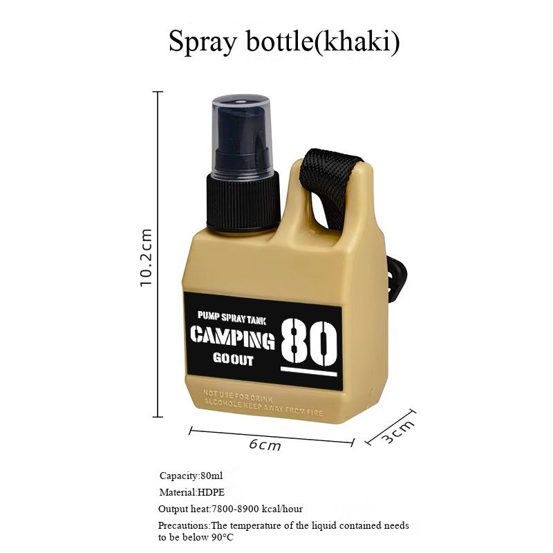 Outdoor multi-functional spray bottle, portable with hanging buckle, mountaineering kettle, wild camping alcohol dispensing bottle, empty bottle