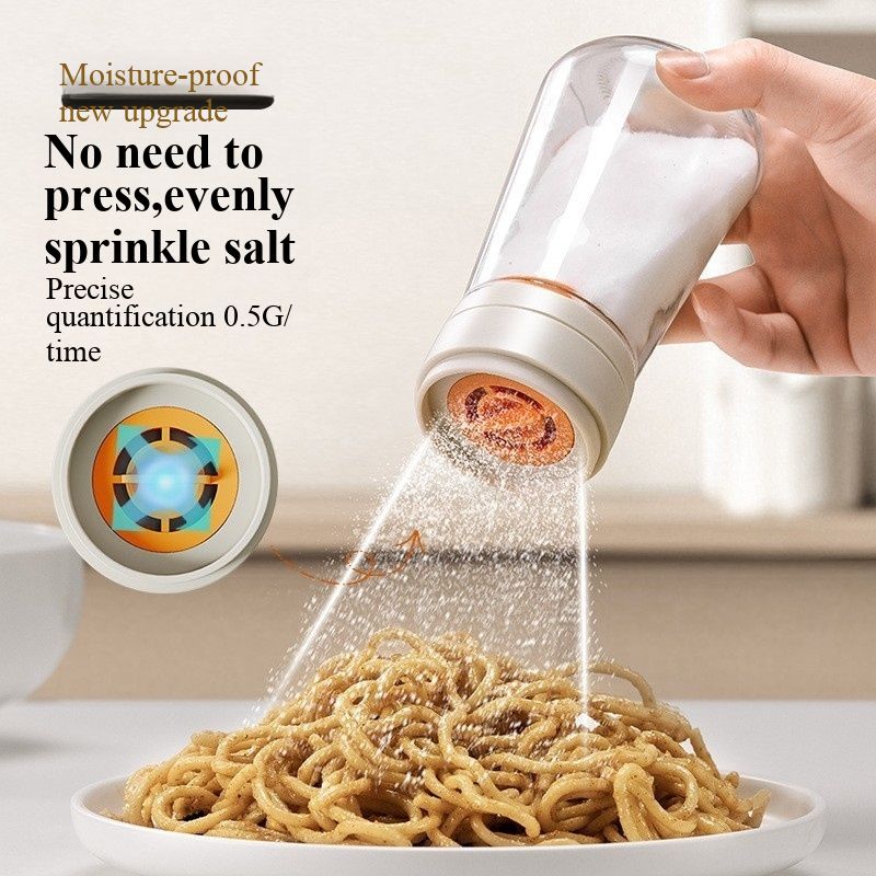 Quantitative salt shaker, kitchen salt sprinkler, glass spice jar, sealed moisture-proof spice box, household salt control spice bottle