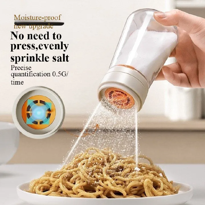 Quantitative salt shaker, kitchen salt sprinkler, glass spice jar, sealed moisture-proof spice box, household salt control spice bottle