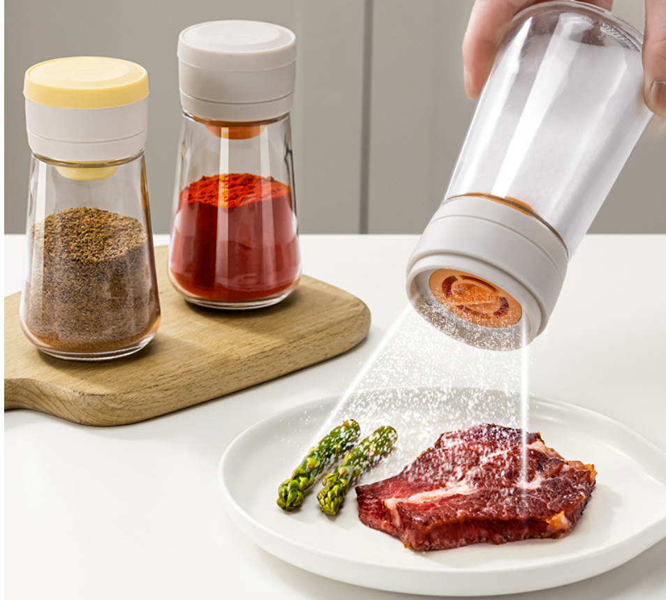 Quantitative salt shaker, kitchen salt sprinkler, glass spice jar, sealed moisture-proof spice box, household salt control spice bottle